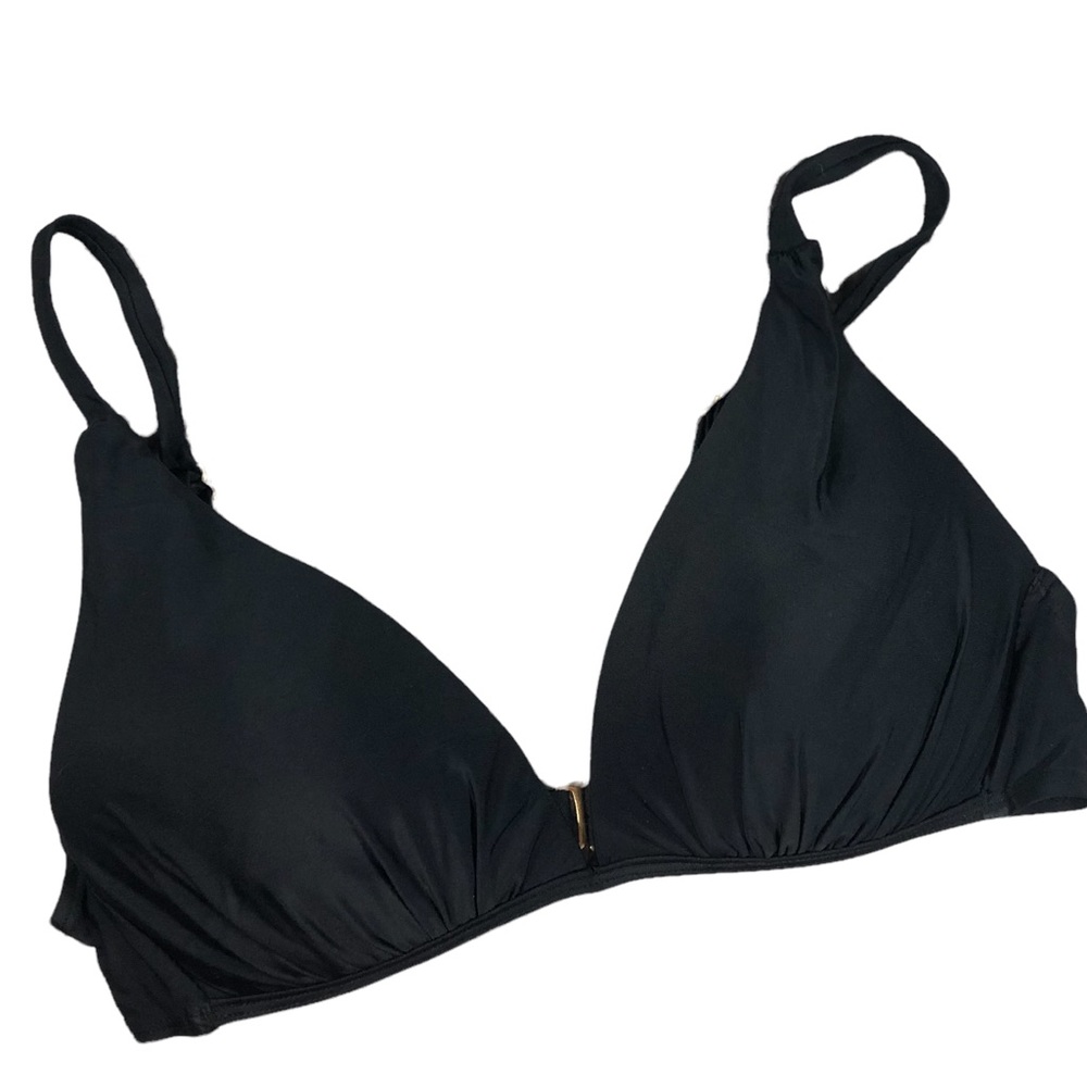 Island Escape 14 Black Bikini Top Pleats Padded Adjust Straps Push Up Triangle